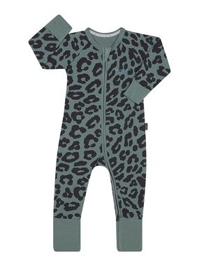Bonds Olive Green Leopard-Print One-Piece Footie